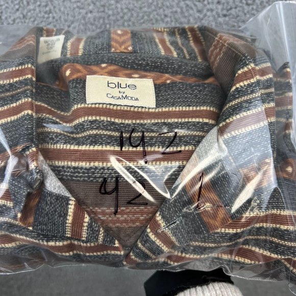 Vintage CASA MODA Mens  Shirt Size 42 Large Brown Flannel - Picture 9 of 9